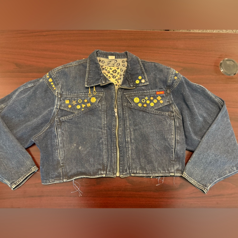 1980s Vintage Bon Jour Denim Cropped Jacket size Medium - Picture 4 of 11
